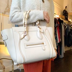 Celine Micro Luggage Handbag- White